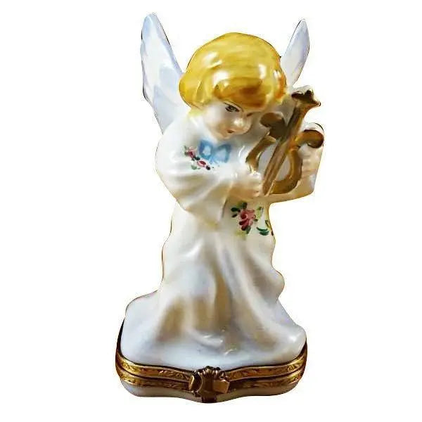 Angel with Lyre Limoges Box for Home Decor Limoges, a hand-painted Limoges porcelain gift