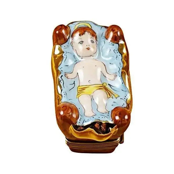Baby Jesus Limoges Box for Christmas Decor, a hand-painted Limoges porcelain gift