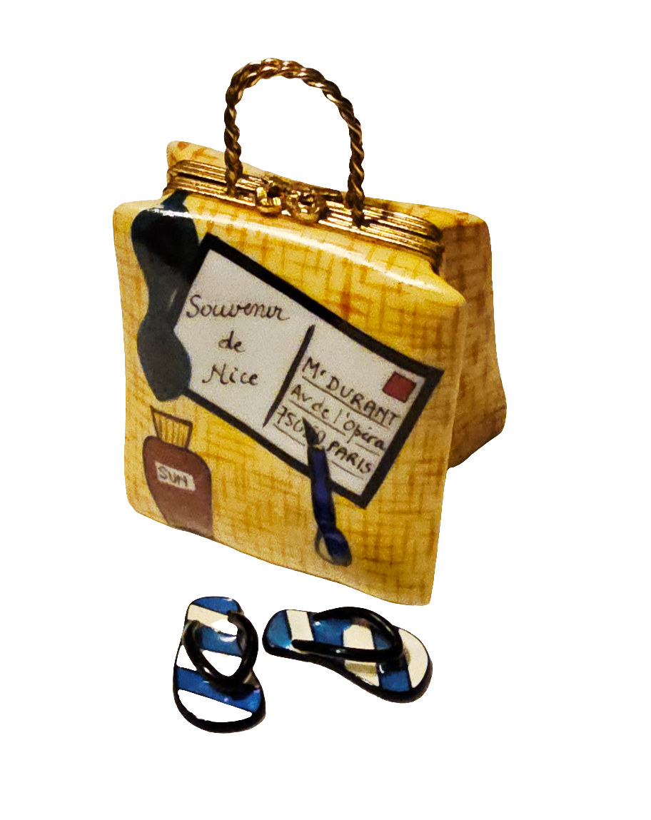 Beach Tote for Summer Lovers, a hand-painted Limoges porcelain gift