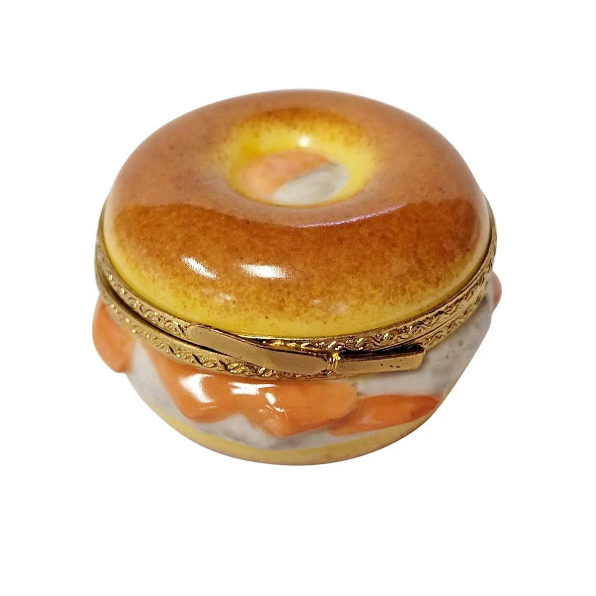 Bagel With Lox Limoges Box Collectible, a hand-painted Limoges porcelain gift