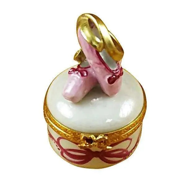 Ballet Shoes Round Limoges Box Gift, a hand-painted Limoges porcelain gift