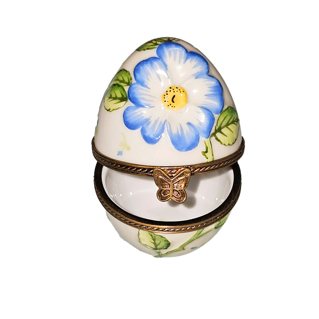 Beige Egg with Embossed Blue Flower, view 2