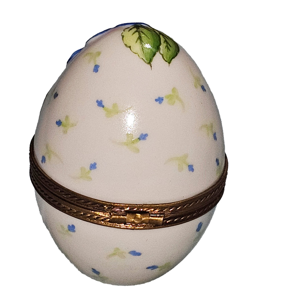 Beige Egg with Embossed Blue Flower, view 3