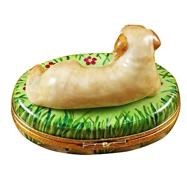 Beige Labrador Dog w Ball Limoges Box, view 3