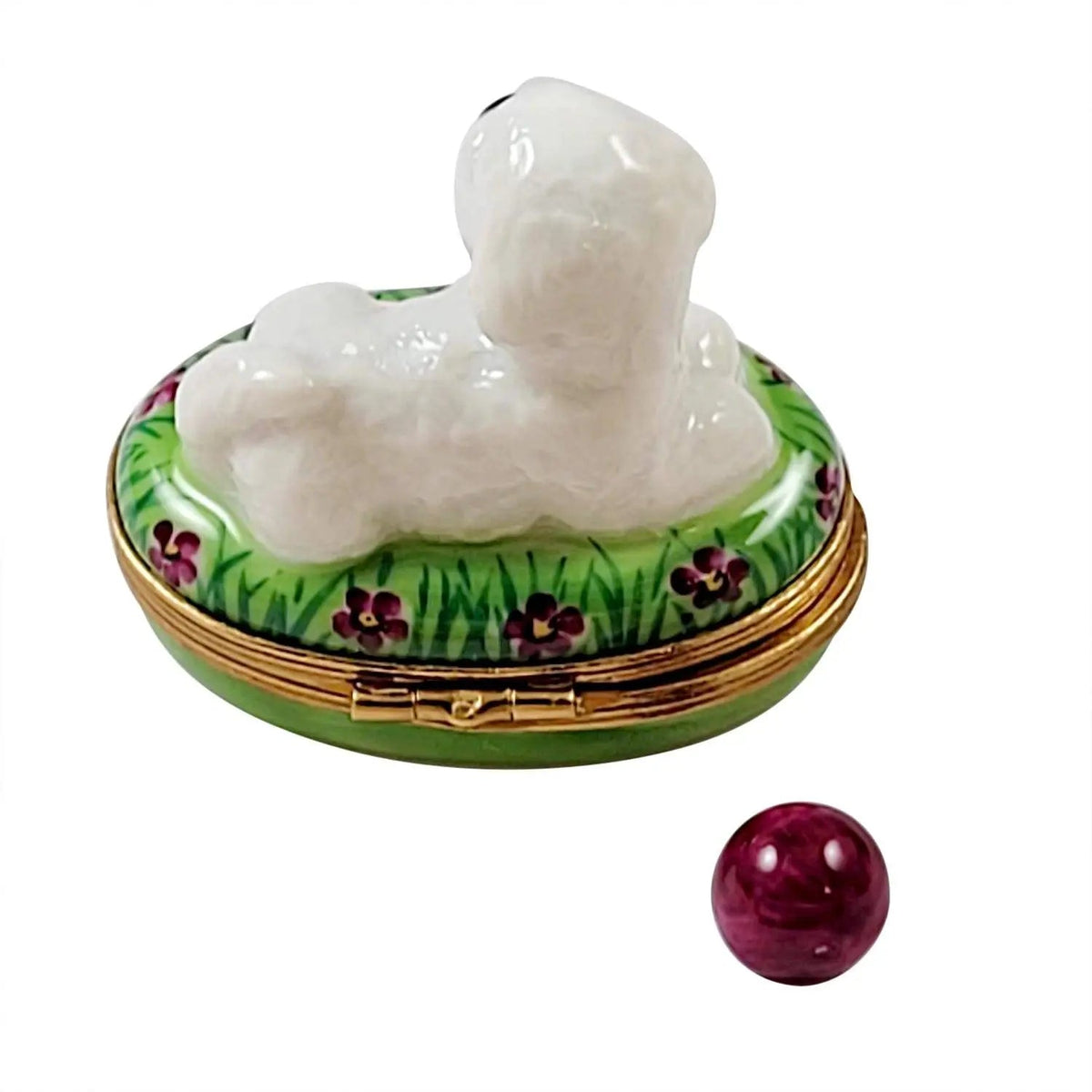 Bichon Frise Dog Lying Ball Limoges Box, view 3