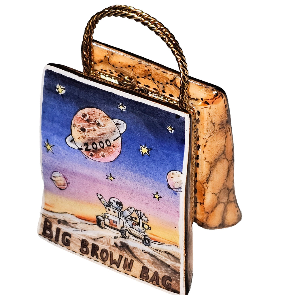 Space Ship Big Brown Porcelain Art Object Bag Shopping Bag Limoges Treasure Box, view 3
