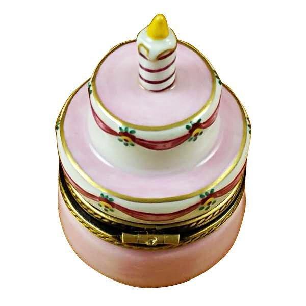 Birthday Cake w Pink Candle Limoges Box, view 3