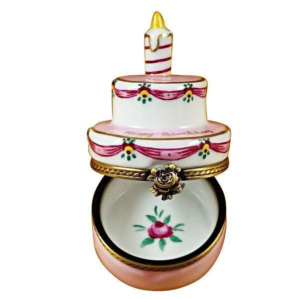 Birthday Cake w Pink Candle Limoges Box, view 2