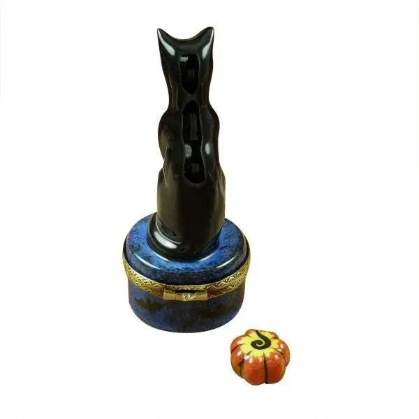 Black Halloween Cat Night with JackO'Lantern Limoges Box, view 3