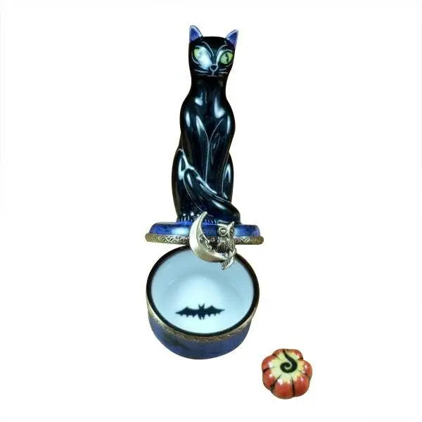 Black Halloween Cat Night with JackO'Lantern Limoges box, an heirloom-quality piece for collectors