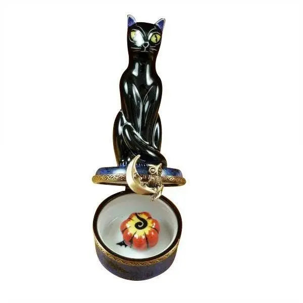 A thoughtful gift for Francophiles: the Black Halloween Cat Night with JackO'Lantern Limoges box