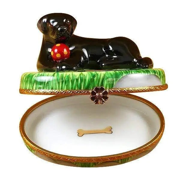 Black Lab Dog Ball Limoges Box, view 2