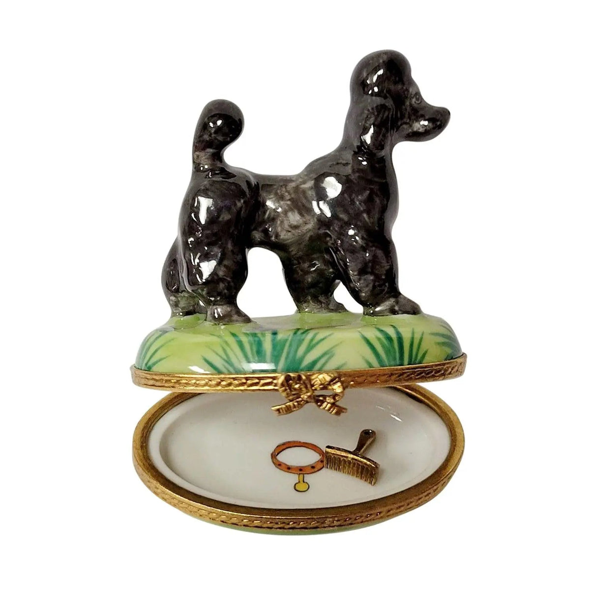 Black Poodle with Removable Grooming Tool Limoges Box, view 3