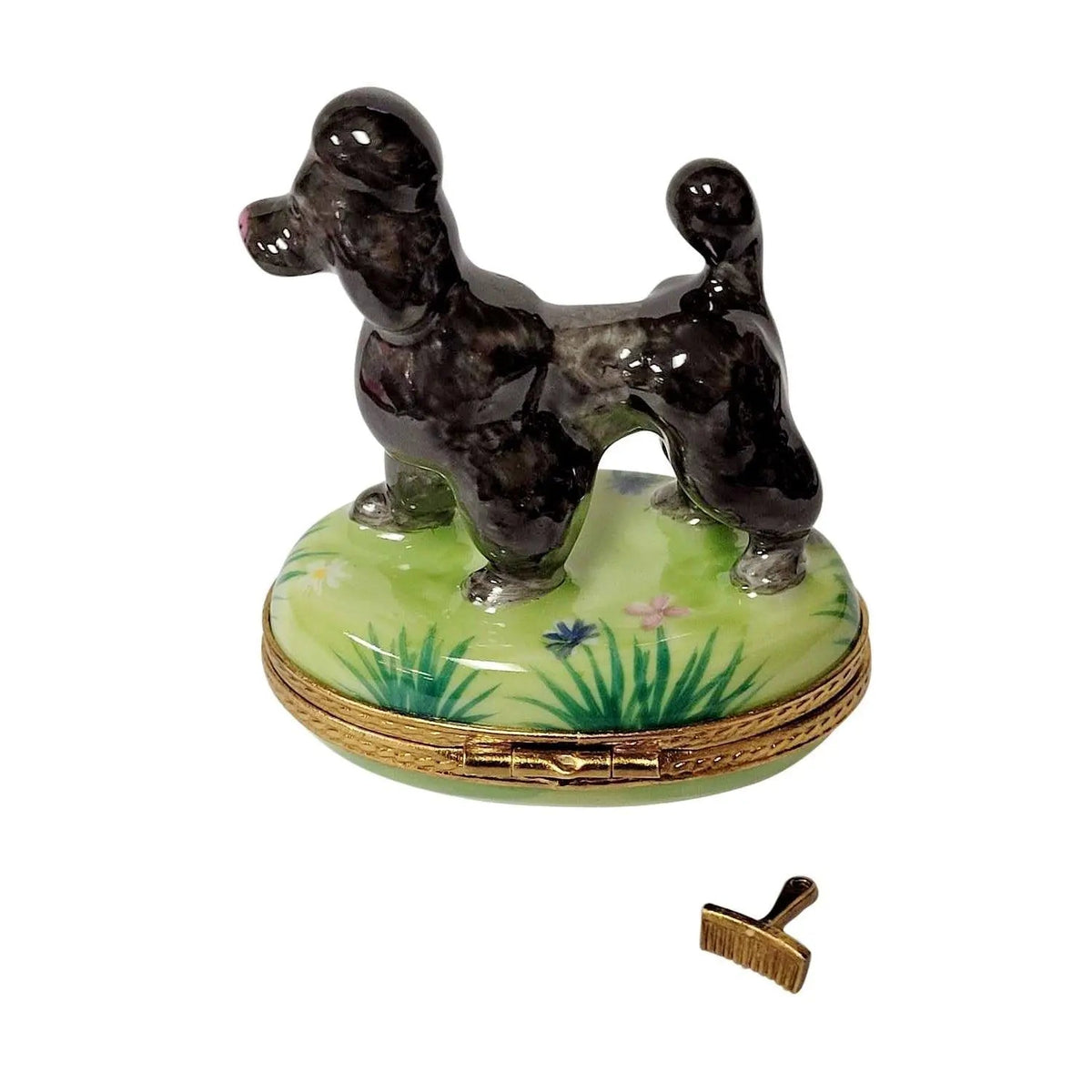Black Poodle with Removable Grooming Tool Limoges Box, view 4