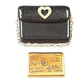Black Purse Limoges Box for Collectors, a hand-painted Limoges porcelain gift