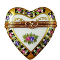 Black White Heart Limoges Porcelain Art Object Lovebirds, a hand-painted Limoges porcelain gift
