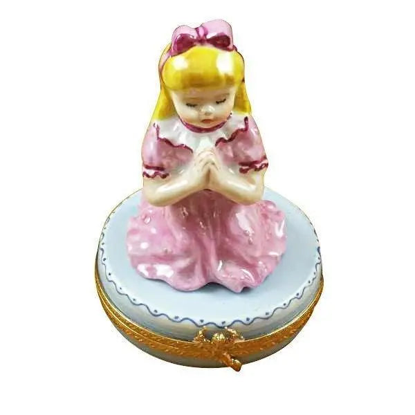 Blond Girl Praying Limoges Box for Religious Gifts, a hand-painted Limoges porcelain gift