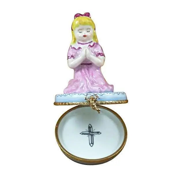Blond Girl Praying Limoges Box for Religious Gifts, view 2