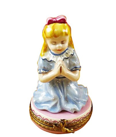 Blond Girl Praying, a hand-painted Limoges porcelain gift