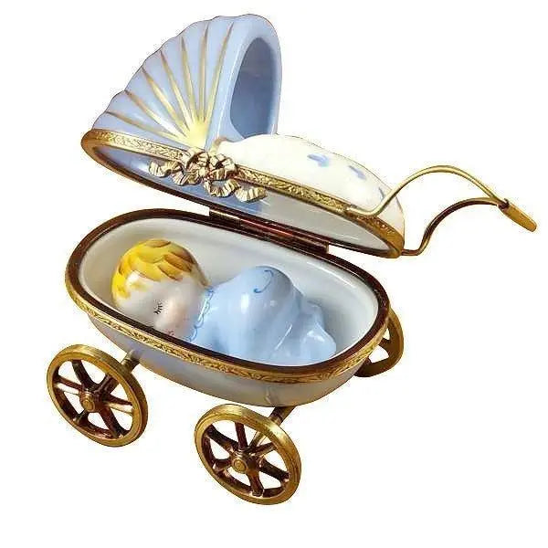 Blue Baby Carriage Limoges Box for New Parents, view 2