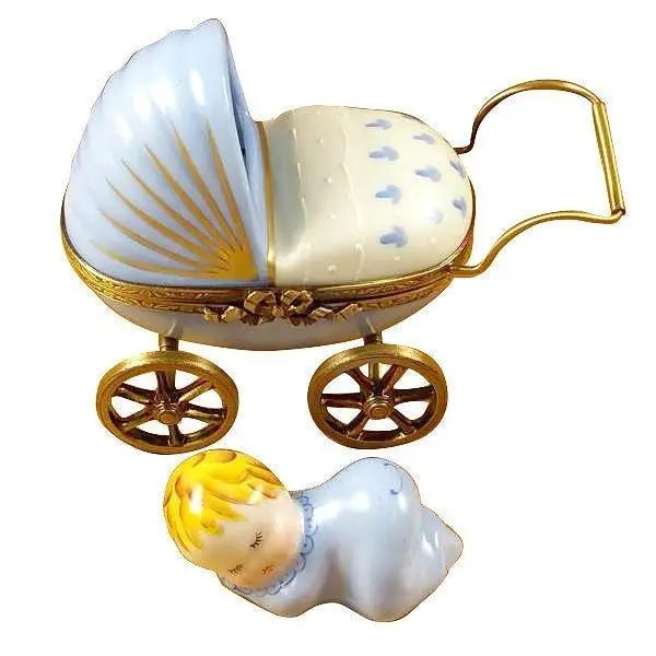 Blue Baby Carriage Limoges Box for New Parents, view 4