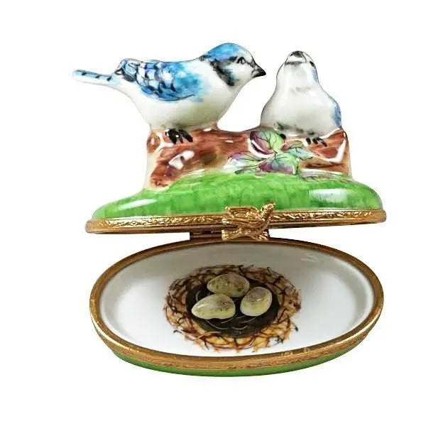 Blue Birds with Limoges Porcelain Eggs Porcelain Art Object, view 2