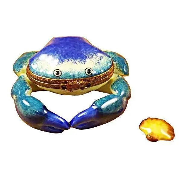 Blue Crab with Shell Limoges Box, a hand-painted Limoges porcelain gift