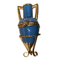 Blue Urn in Base for Collectors, a hand-painted Limoges porcelain gift