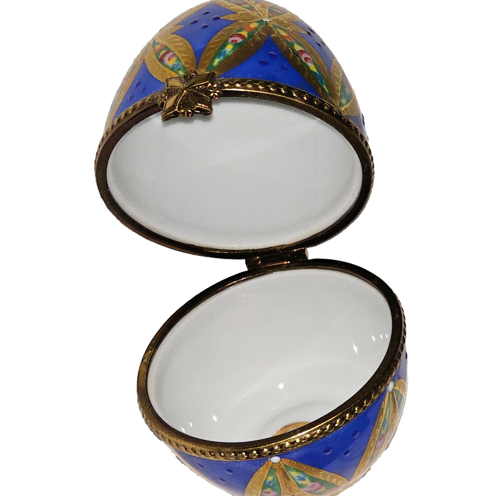 Blue Egg with Gold Lines Limoges Box, view 2