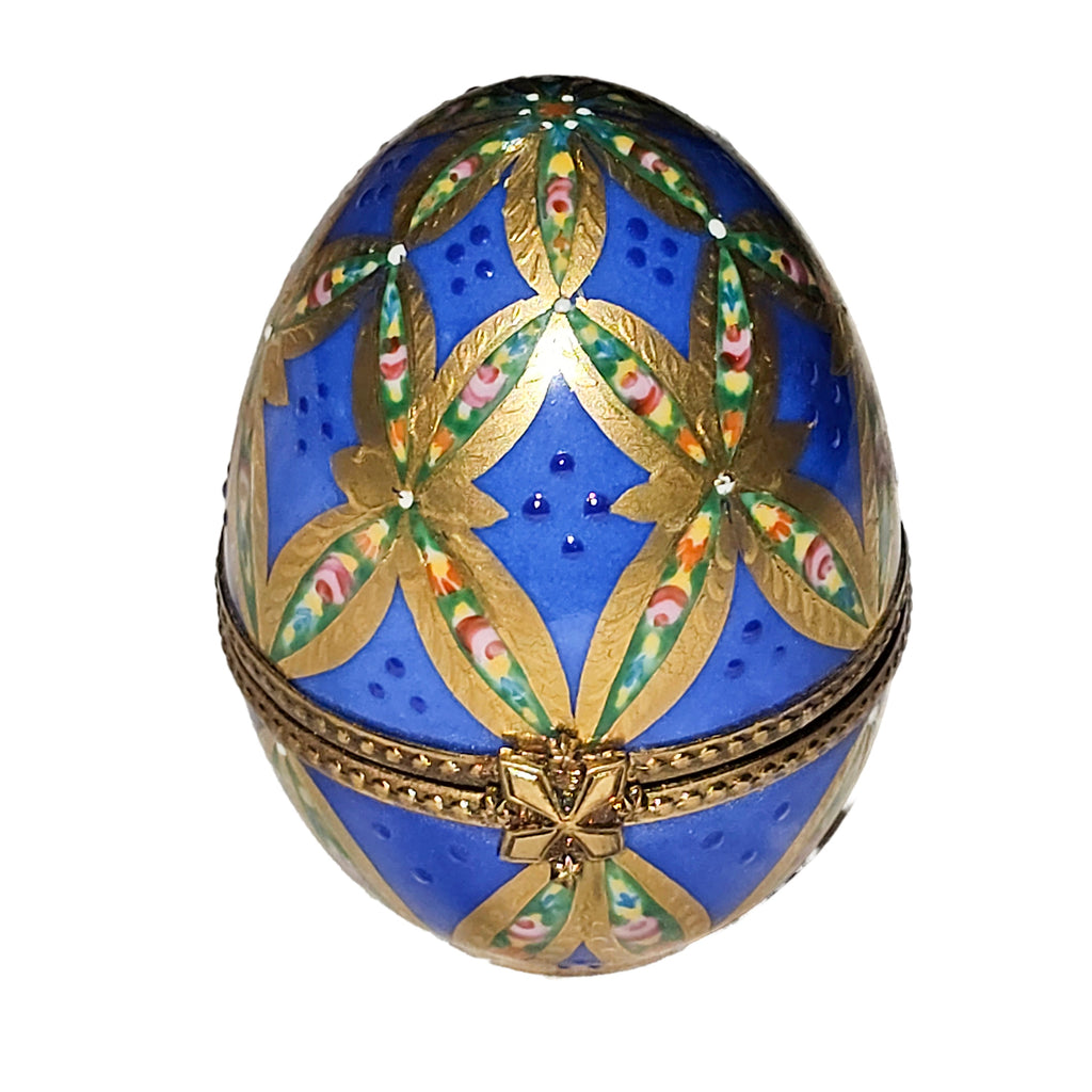 Blue Egg with Gold Lines Limoges Box, view 3