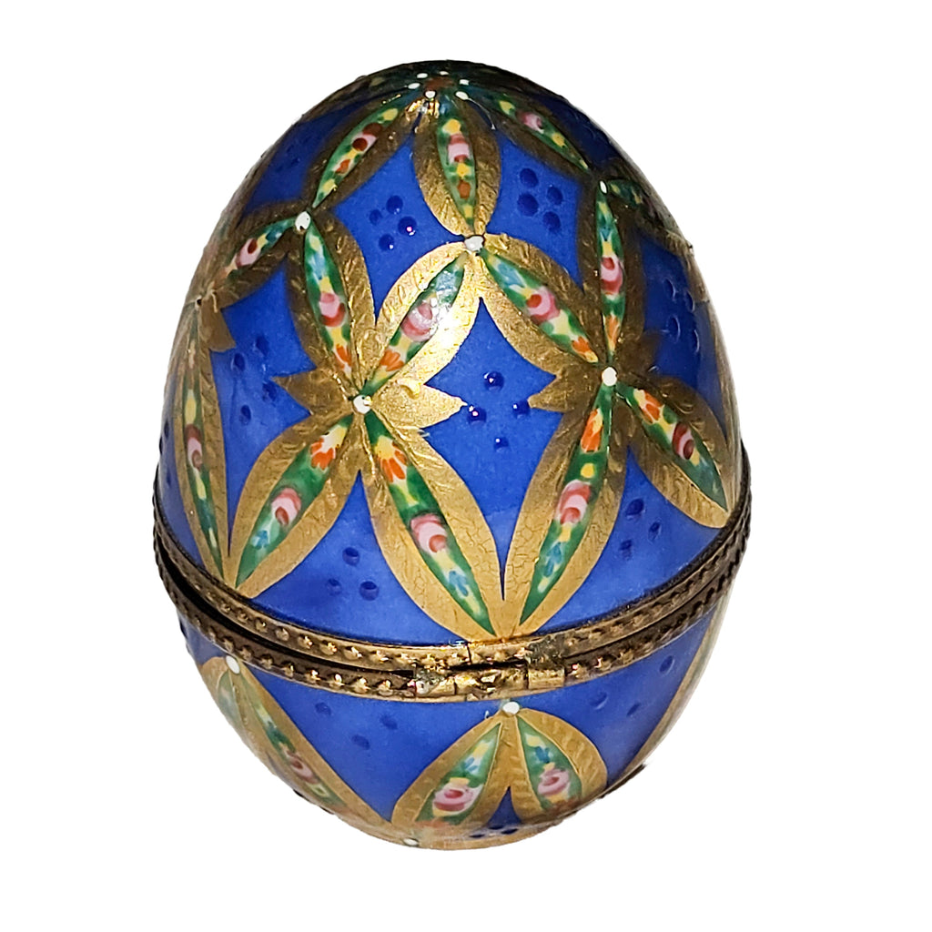 Blue Egg with Gold Lines Limoges Box, view 4