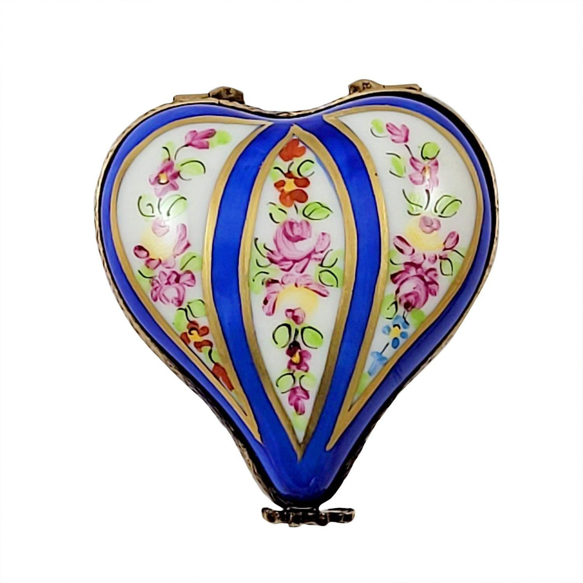 Blue Striped Heart Limoges Box, view 3