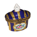 Blue Tent Box with Gold Stripes, a hand-painted Limoges porcelain gift