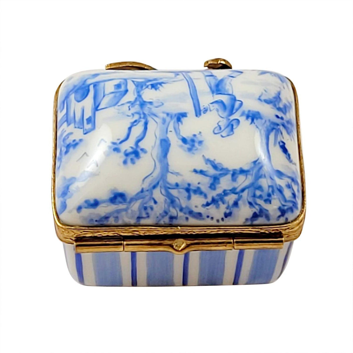 Blue Toile Porcelain Heart Jewel My Love Limoges Porcelain Art Object, view 3