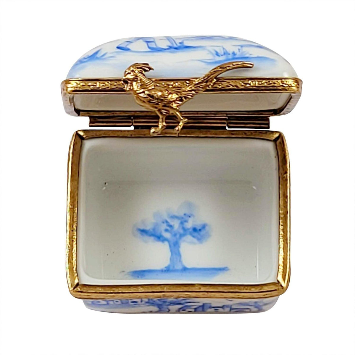 Blue Toile Porcelain Heart Jewel My Love Limoges Porcelain Art Object, view 2
