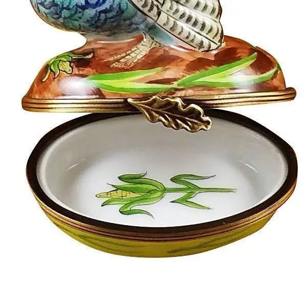 Blue Turkey with Cornstalk Limoges Box for Home Decor, view 2
