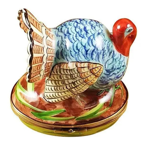 Blue Turkey with Cornstalk Limoges Box for Home Decor, view 3