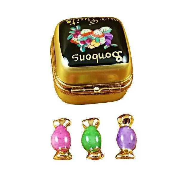 Bonbon with Three Porcelain Art Candies Limoges Box, view 3