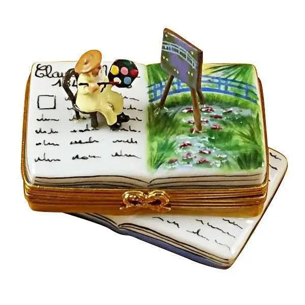 Book Monet Water Lilies Limoges Box, a hand-painted Limoges porcelain gift