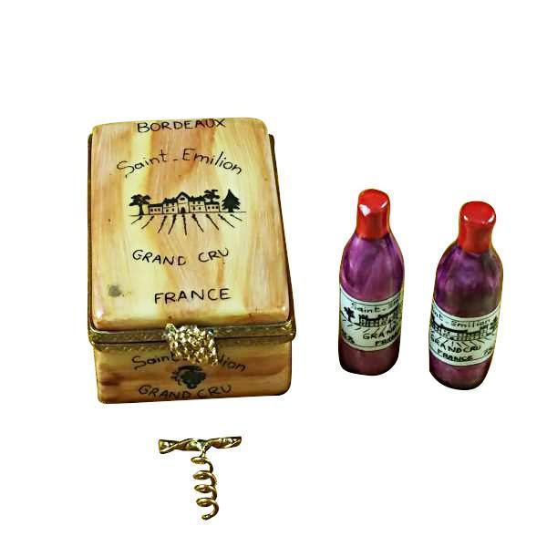 Bordeaux Wine Crate Taster Set Limoges Box, a hand-painted Limoges porcelain gift