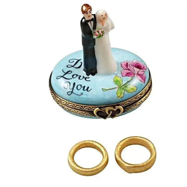 Bride and Groom with 2 Removable Rings by Rochard, an authentic French Limoges box from Limoges Boutique