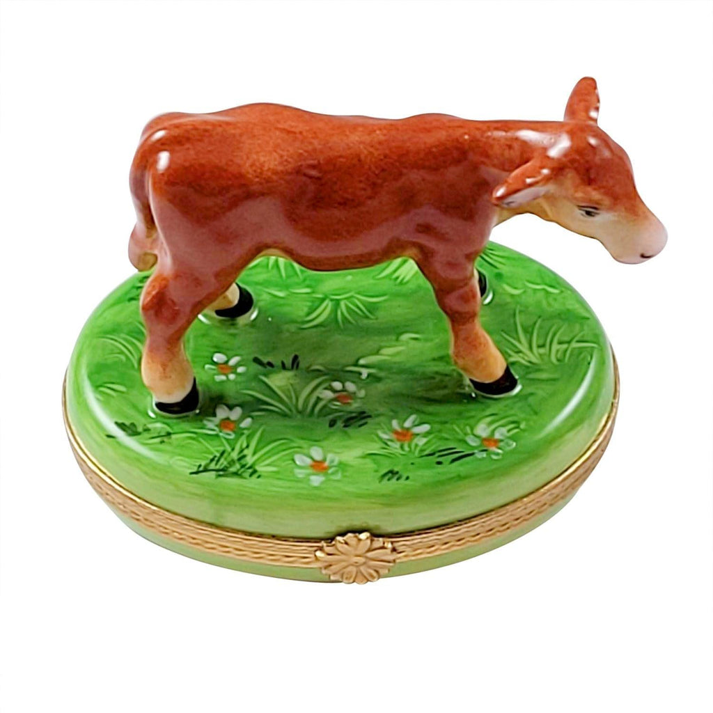 Brown Cow Limoges Box for Animal Lovers, a hand-painted Limoges porcelain gift