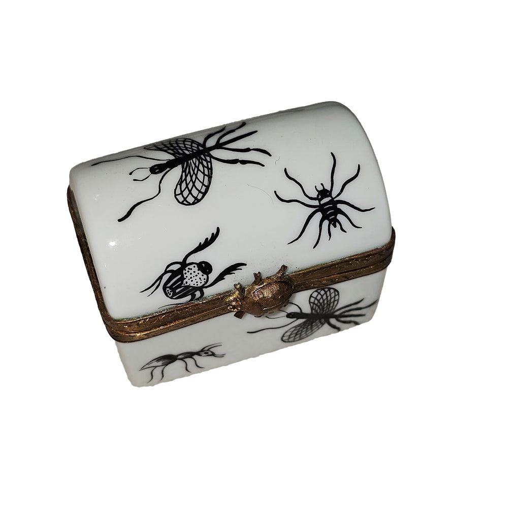 Limoges Boutique presents the Bugs on White Trunk, a genuine Limoges box painted by hand in France