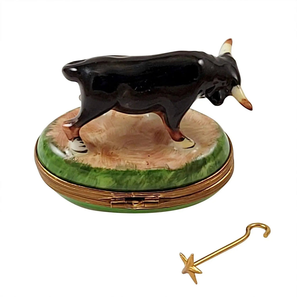 Bull Cow w Branding Rod Limoges Box, view 4