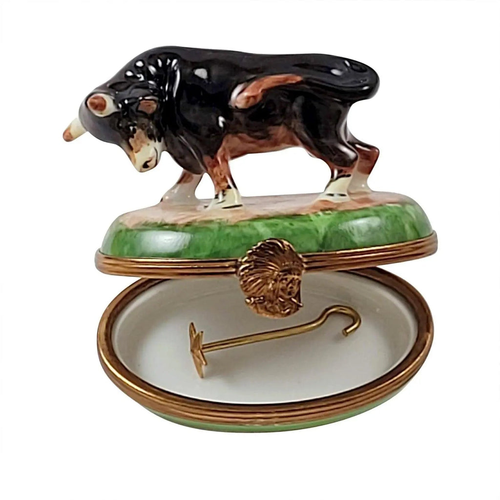 Bull Cow w Branding Rod Limoges Box, view 2