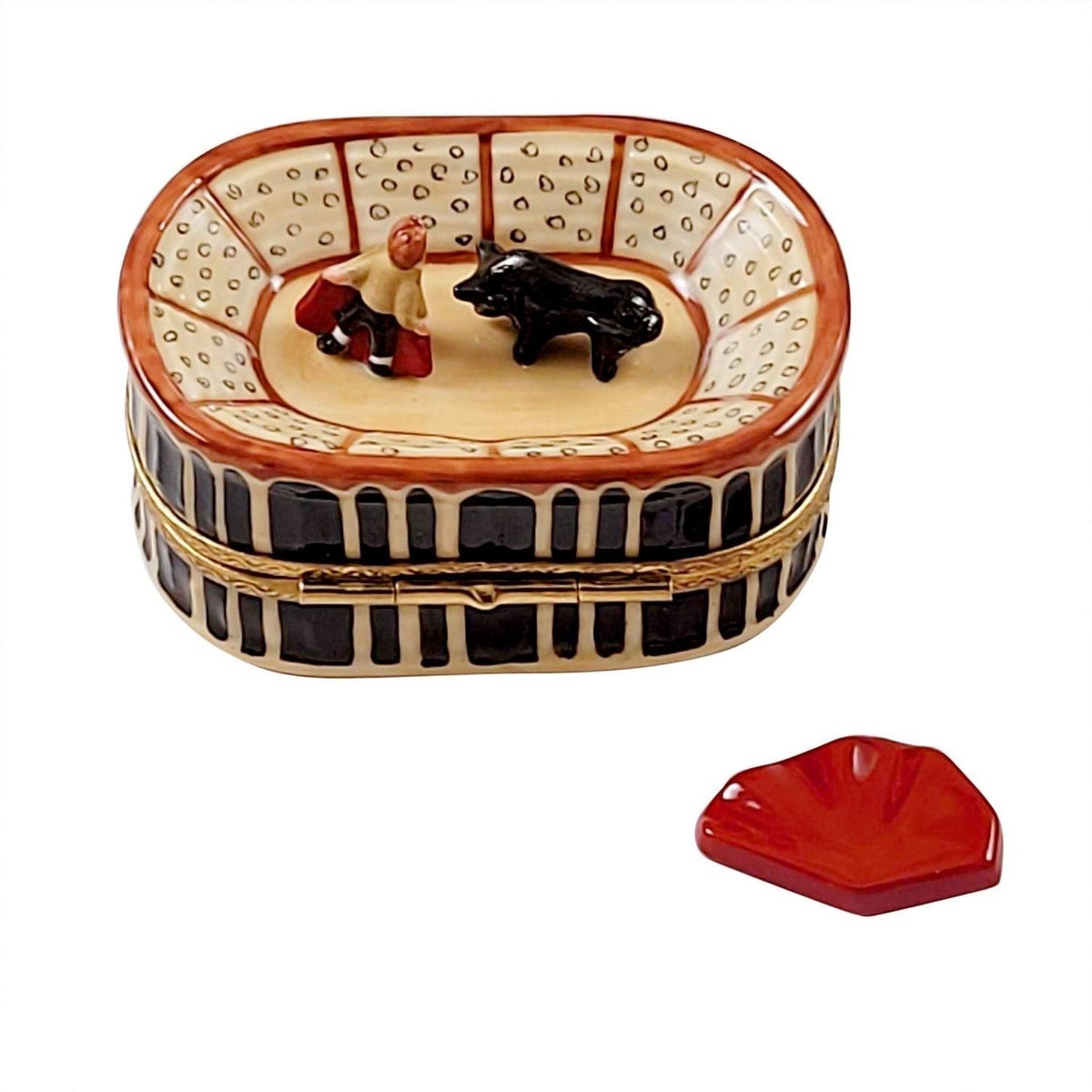 Bullfighting Arena with Removable Red Cape Limoges Box, view 4