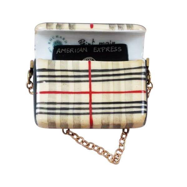 Scottish Plaid Purse Limoges Box with Black Card Holder, view 2
