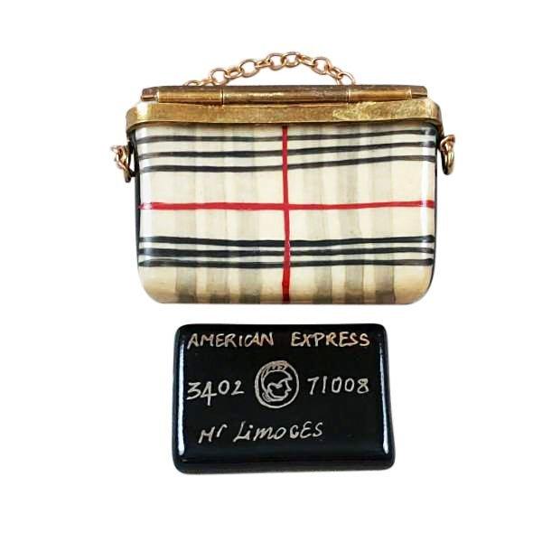 Scottish Plaid Purse Limoges Box with Black Card Holder, view 3