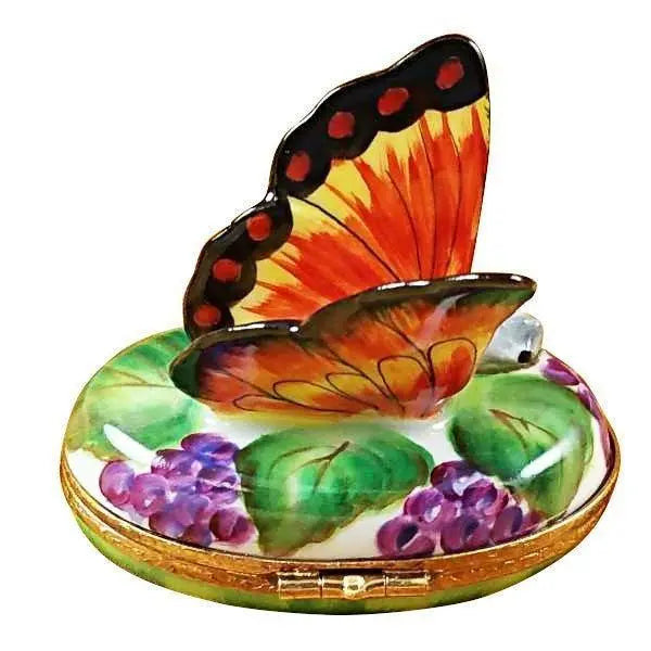 Butterfly on Grapes Limoges Box, view 3
