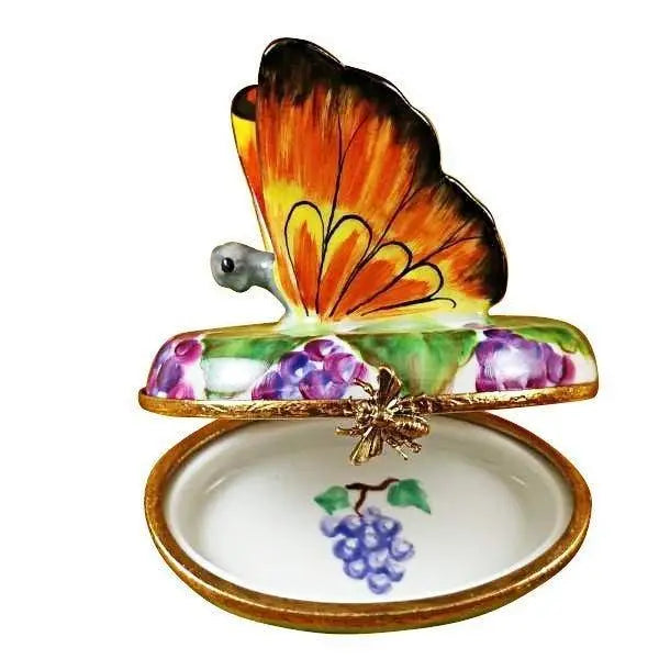 Butterfly on Grapes Limoges Box, view 2